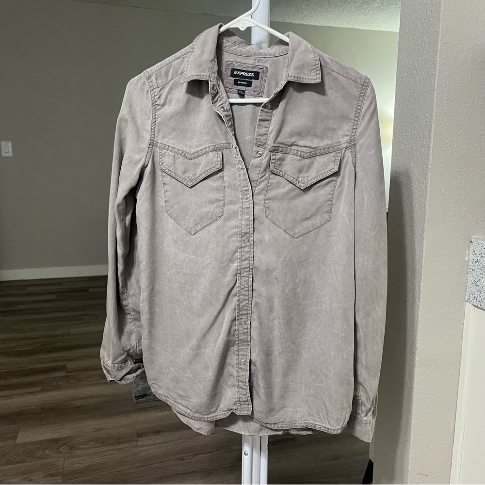 Express Western Button-Down Pocket Twill Shirt In… - image 4